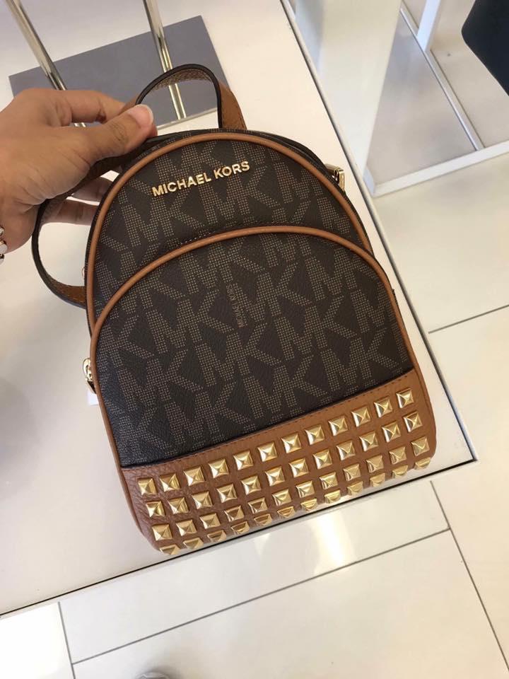 Michael Kors Abbey Backpack Brown Studded Balo  Pumi Store