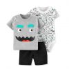 Set 3 mon be trai Carter's Monster-Print