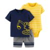 Set 3 Mon Be Trai Carter's Striped Cotton Navy Yellow