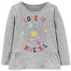 Ao Thun Dai Tay Be Gai Carter's Graphic-Print Cotton Heather