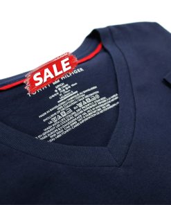 Áo thun cổ tim Tommy hilfiger Men's flag V Neck tee Xanh Navy