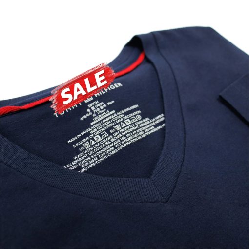Áo thun cổ tim Tommy hilfiger Men's flag V Neck tee Xanh Navy