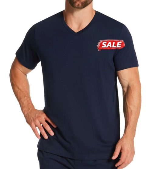 Áo thun cổ tim Tommy hilfiger Men's flag V Neck tee Xanh Navy
