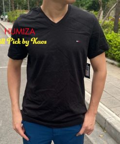Áo Tommy Hilfiger cổ tim Men's flag V Neck tee