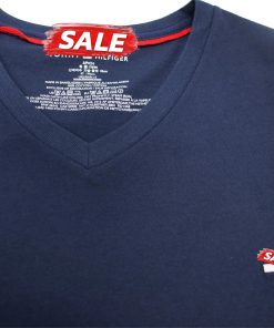 Áo thun cổ tim Tommy hilfiger Men's flag V Neck tee Xanh Navy