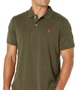 U.S polo Assn. men solid interlock short-sleeve Polo shirt, army heather