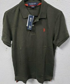 U.S polo Assn. men solid interlock short-sleeve Polo shirt, army heather