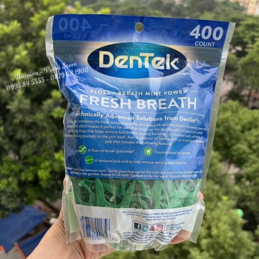 Tăm chỉ Dentek Fresh Breath hương bạc hà mạnh gói 400 cây