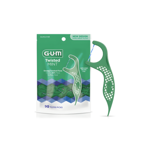 Tăm chỉ nha khoa GUM sợi xoắn hương bạc hà