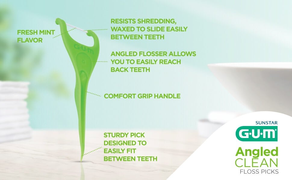 Tăm chỉ Gum Angled floss pick đầu nghiêng 90 độ Tăm chỉ Gum Angled floss pick đầu nghiêng 90 độ
