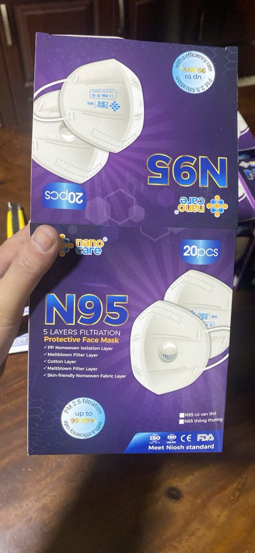 Khẩu trang Nanocare N95 có van thoáng khí, lọc bụi mịn PM2.5