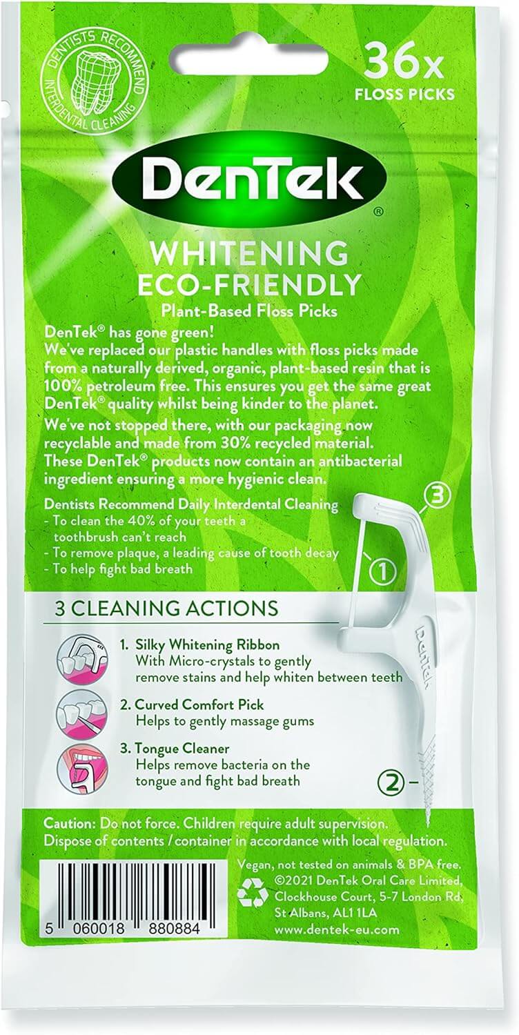 Tăm chỉ Dentek eco-friendly sensitive clean làm trắng răng Tăm chỉ Dentek eco-friendly sensitive clean làm trắng răng