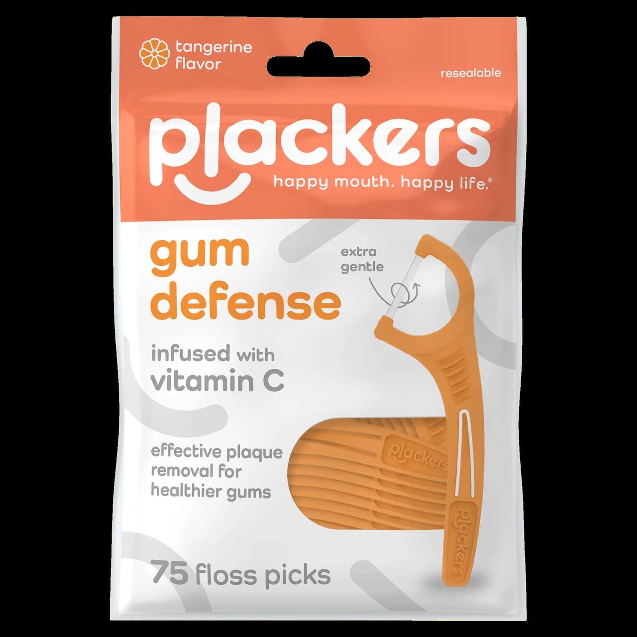 Tăm chỉ Plackers gum defense vitamin c gói 75 cây