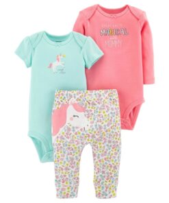 Set 3 món bé gái Carter's Unicorn Little Character Pink/Mint